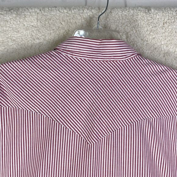 Champion Western Mens 19x35 Red Stripe Shirt Long Sleeve Pearl Snap Rodeo - Picture 8 of 9